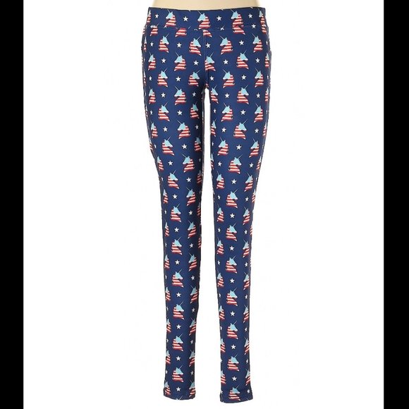 TIPSY ELVES | Patriotic United Unicorn Leggings USA Flag July 4th America - Picture 3 of 6